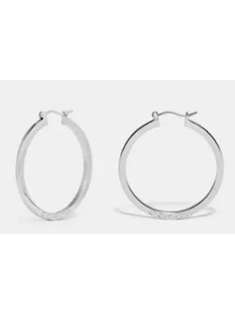 Coach Silver Hoop Signature Earrings - Timeless Design In Excellent Condition